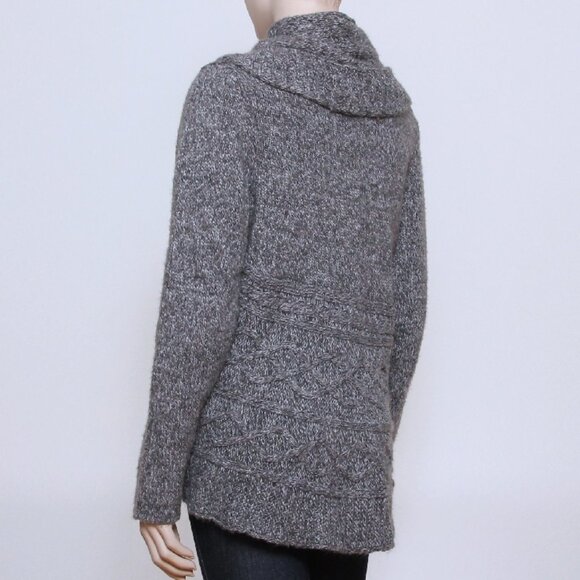 Carolyn Taylor Cowl Neck Casual Knit Rope Tie Open Cardigan Gray Women Size L - Picture 4 of 11